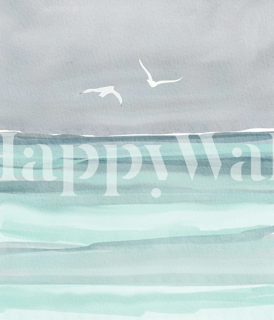 Gentle Waves and Gulls tapetti huoneessa