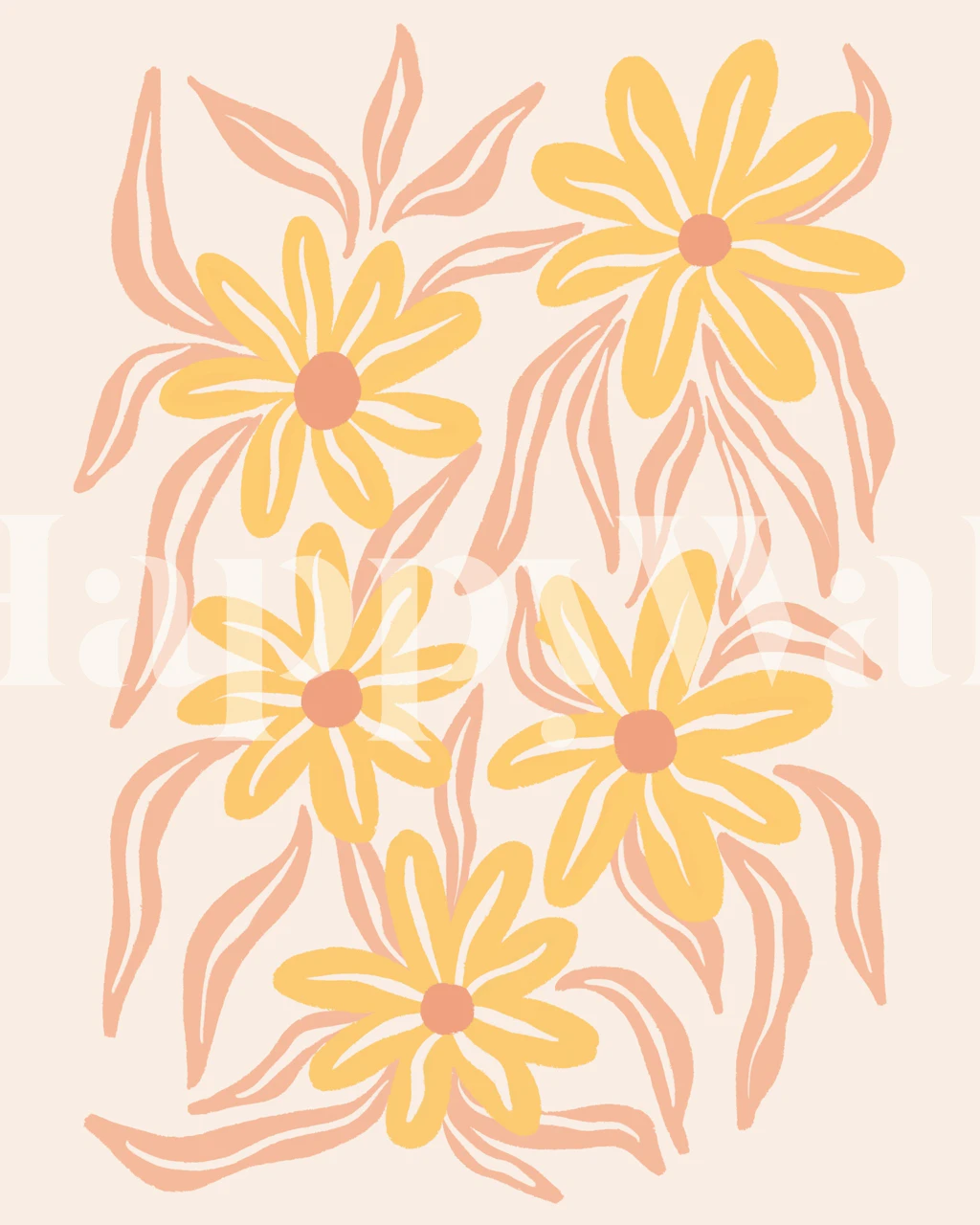 Papel de parede Pastel Daisies em um quarto decorado