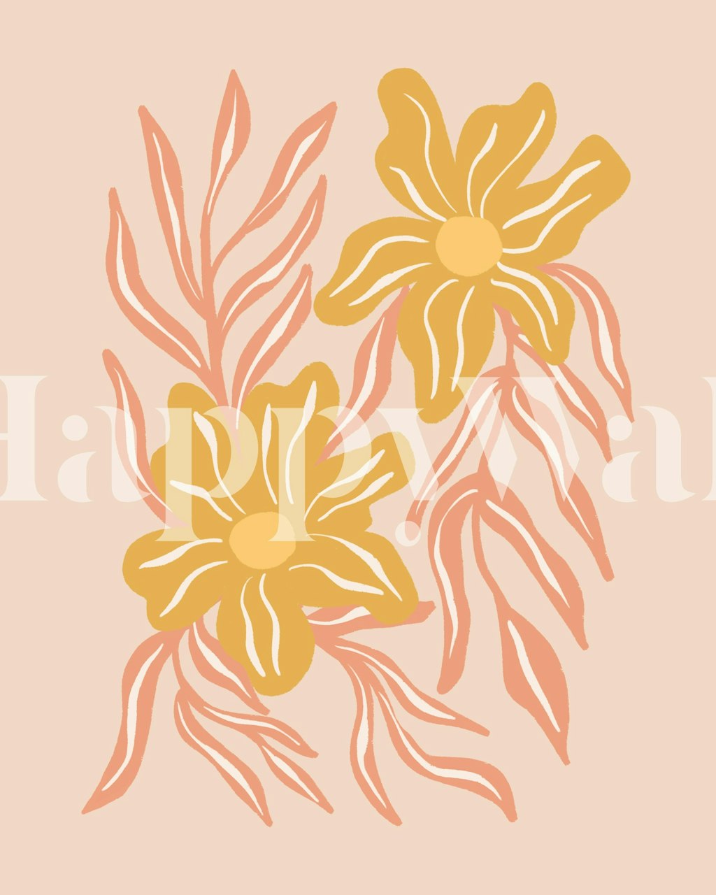 Colorful summer pastel florals wallpaper in a room