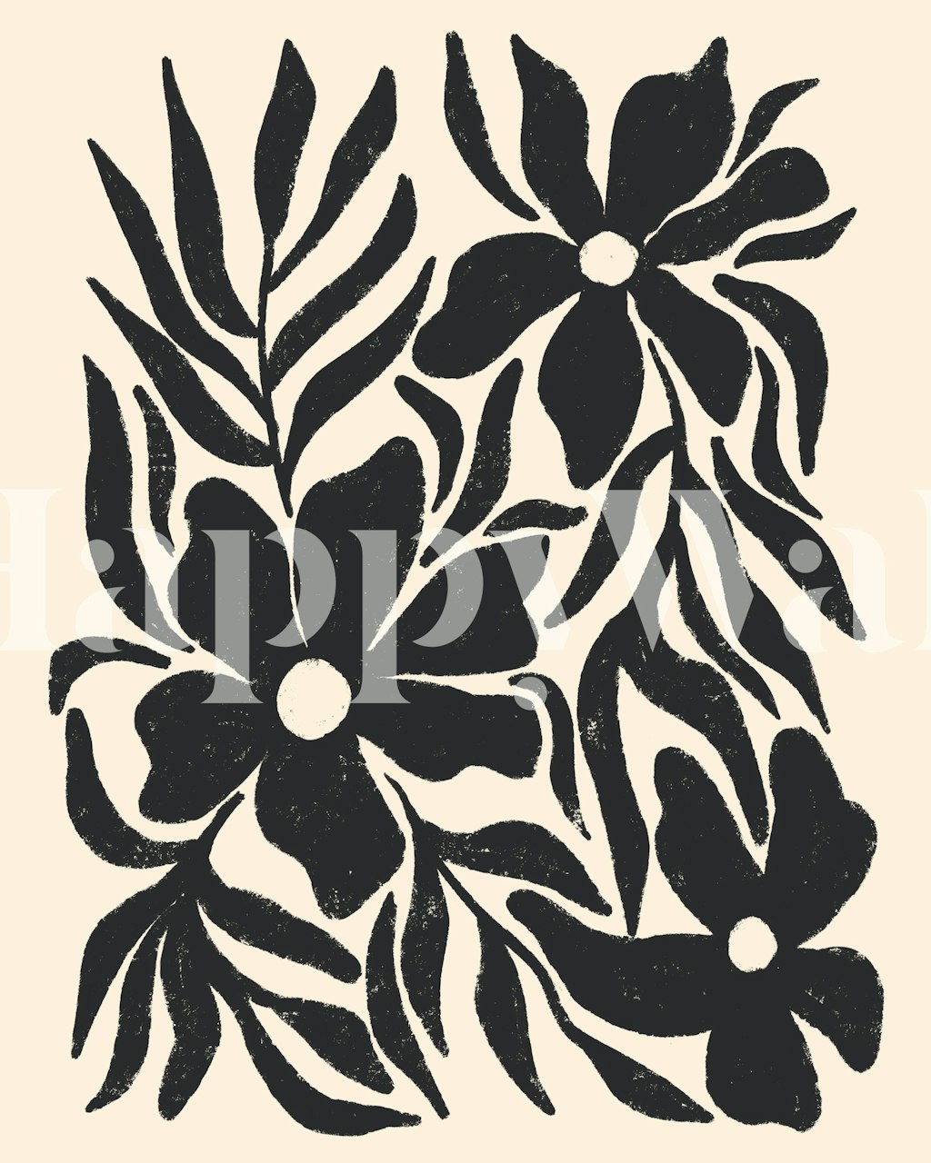 Textured flowers and branches silhouettes tapet