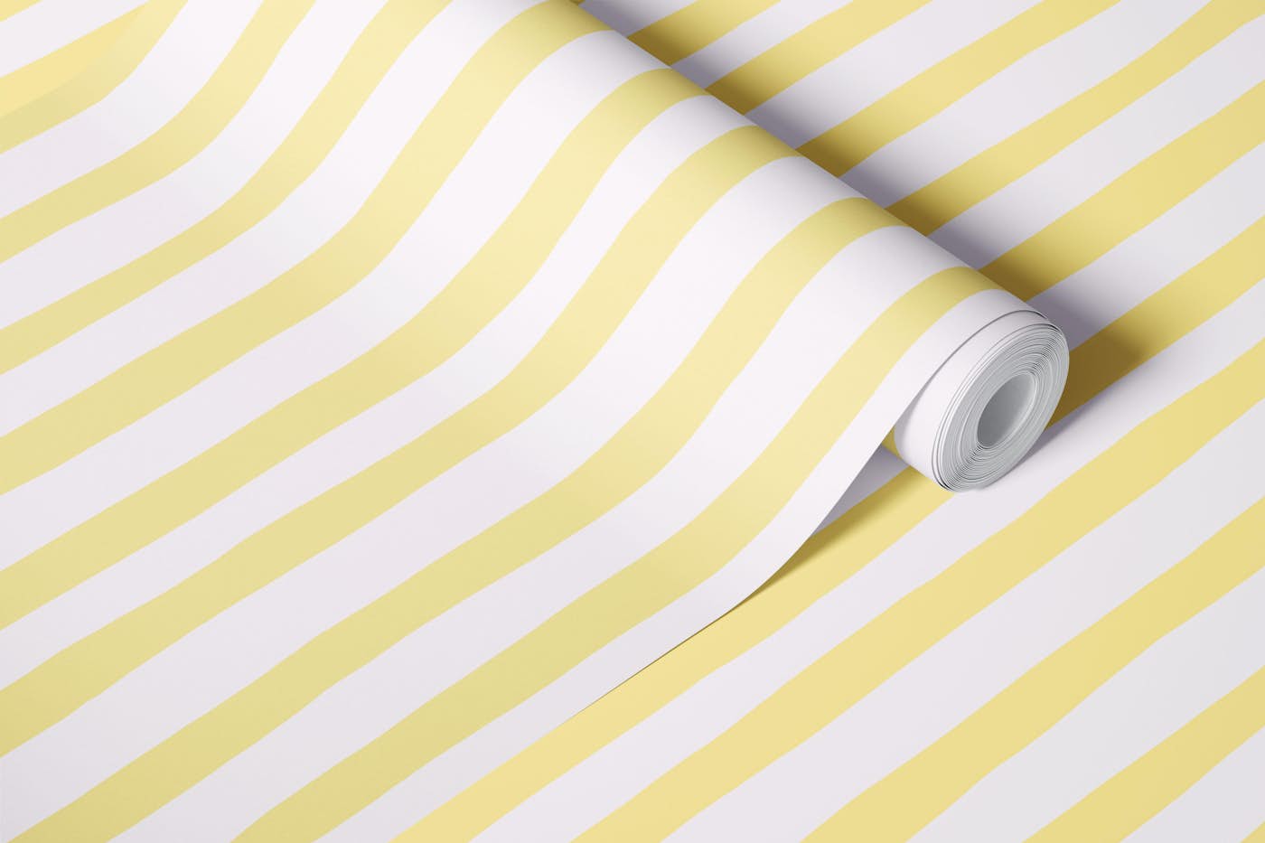 Butter Yellow Organic Painterly Stripes wallpaper roll