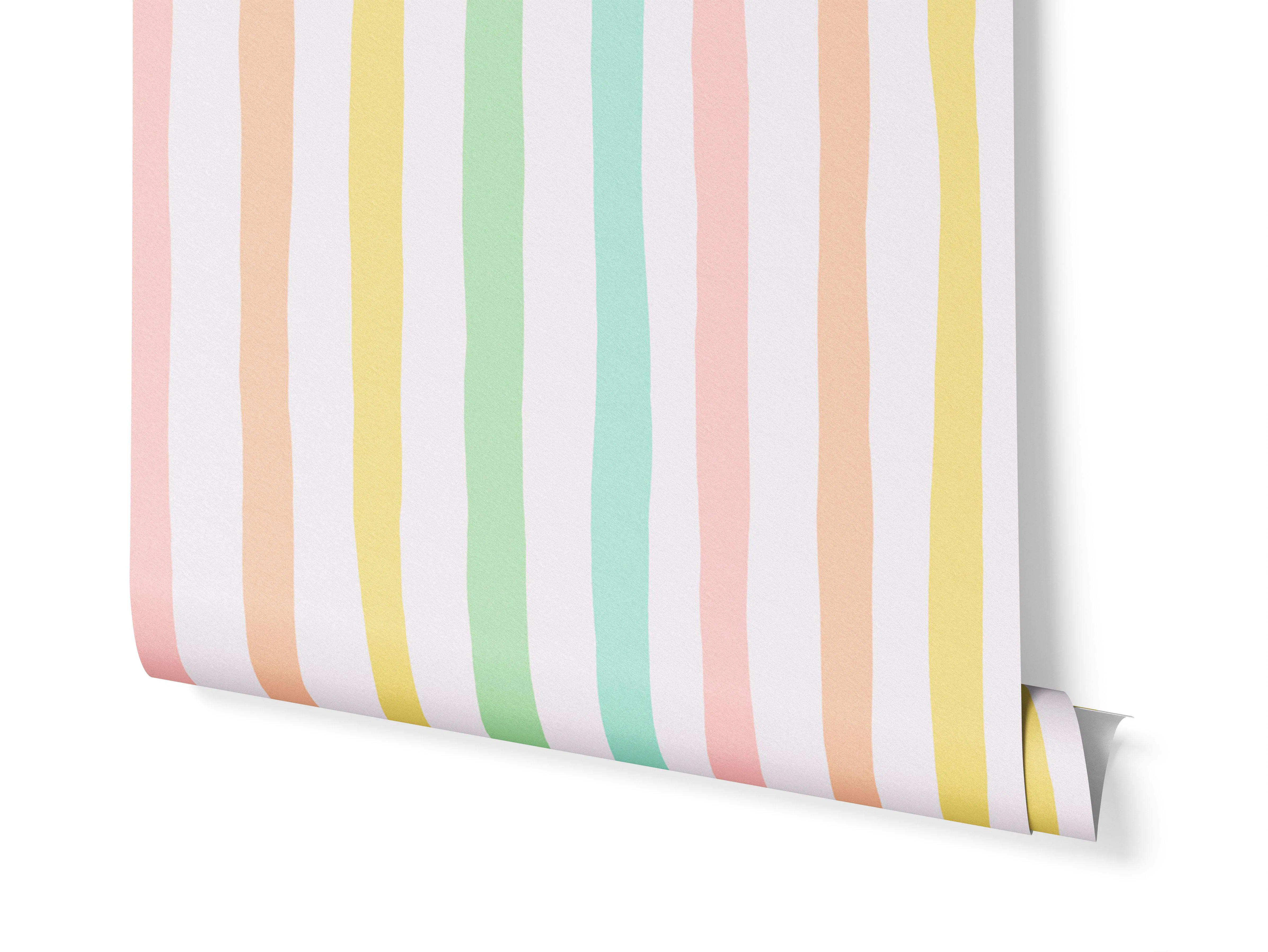 Pastel Summer Fun Dopamine Rainbow Stripes wallpaper roll