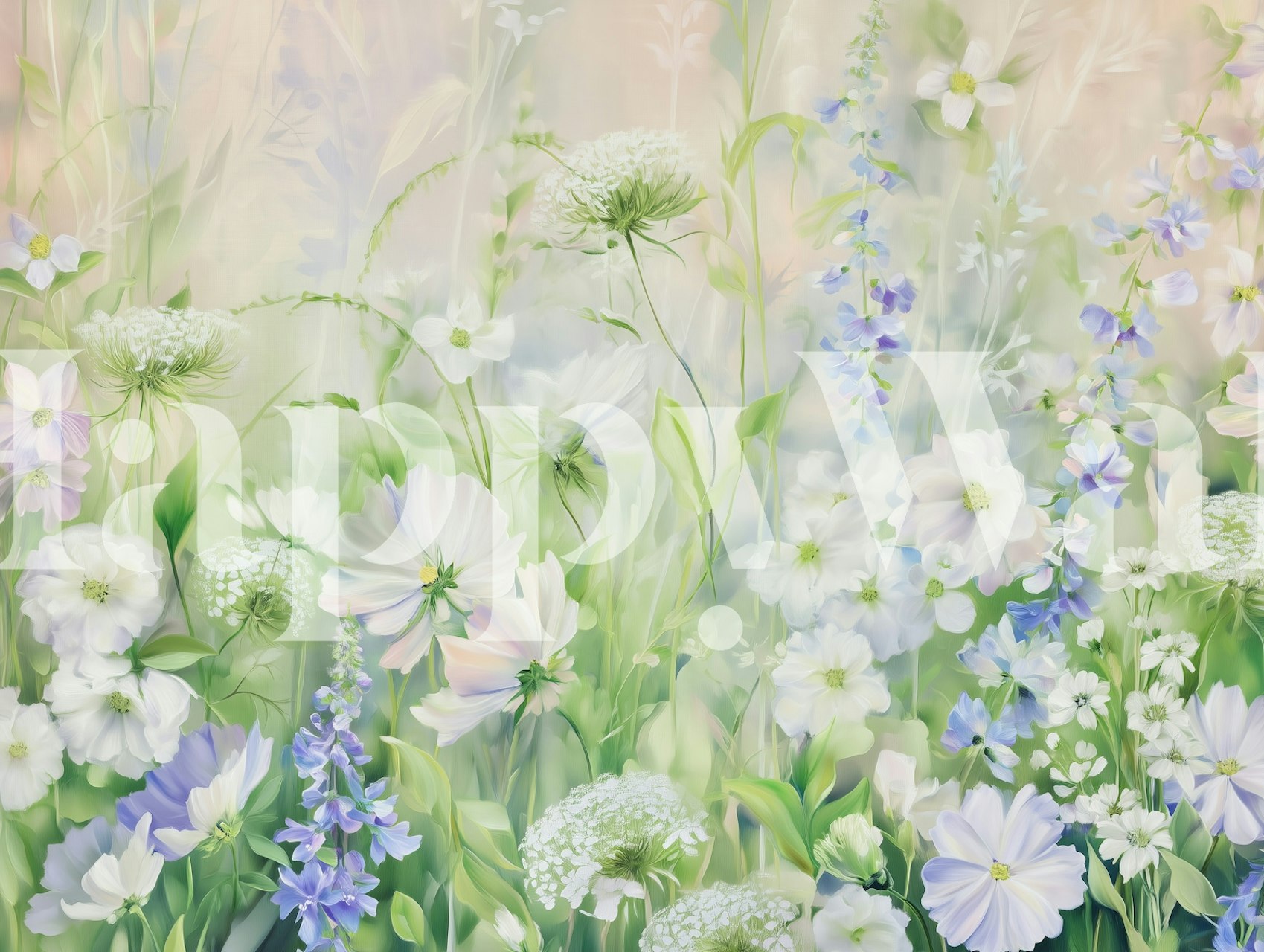 Dreamy Spring Garden floral wallpaper in a room