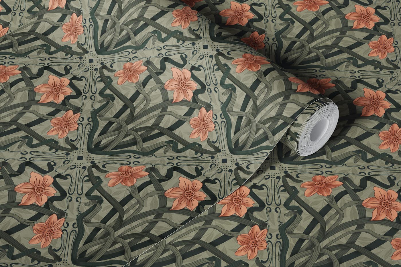 Art Nouveau Blossoms wallpaper roll