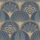 Art Deco Golden Fans Blue