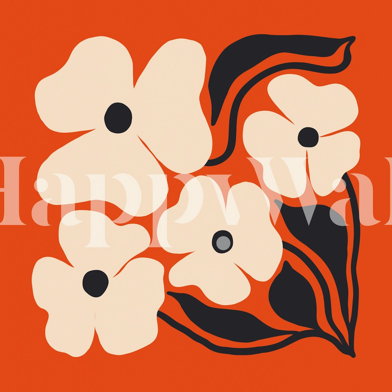 Bold Blossom φλοράλ ταπετσαρία σε ένα δωμάτιο