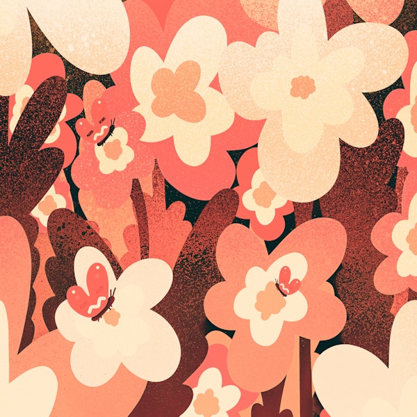 Summer flowers and butterflies