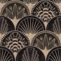Art Deco Golden Fans - black behang