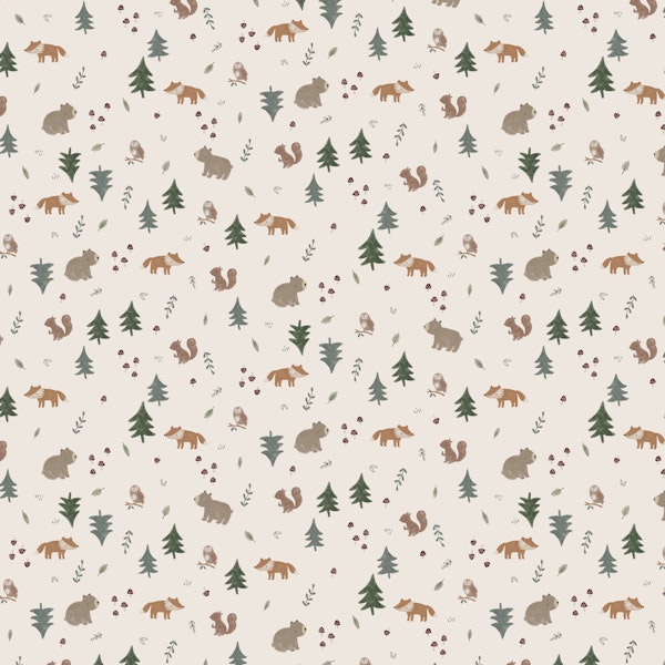 woodland forest animals bear fox squirrel