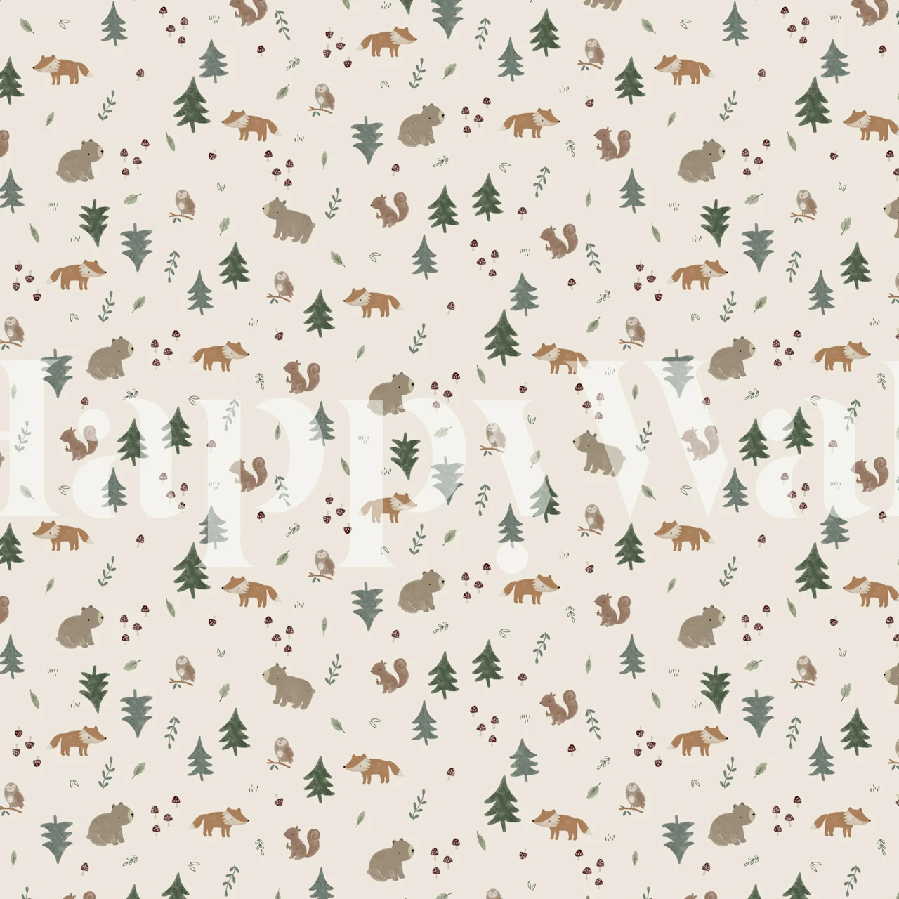 Woodland animals wallpaper in a cozy setting
