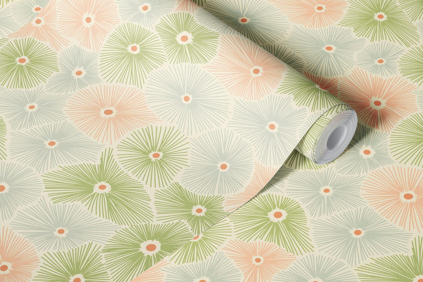 Abstract boho Sea anemones pastel wallpaper roll