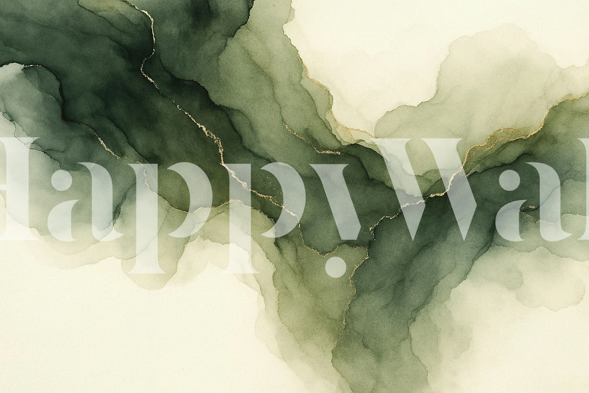 Abstract watercolor design in green and gold tones wallpaper