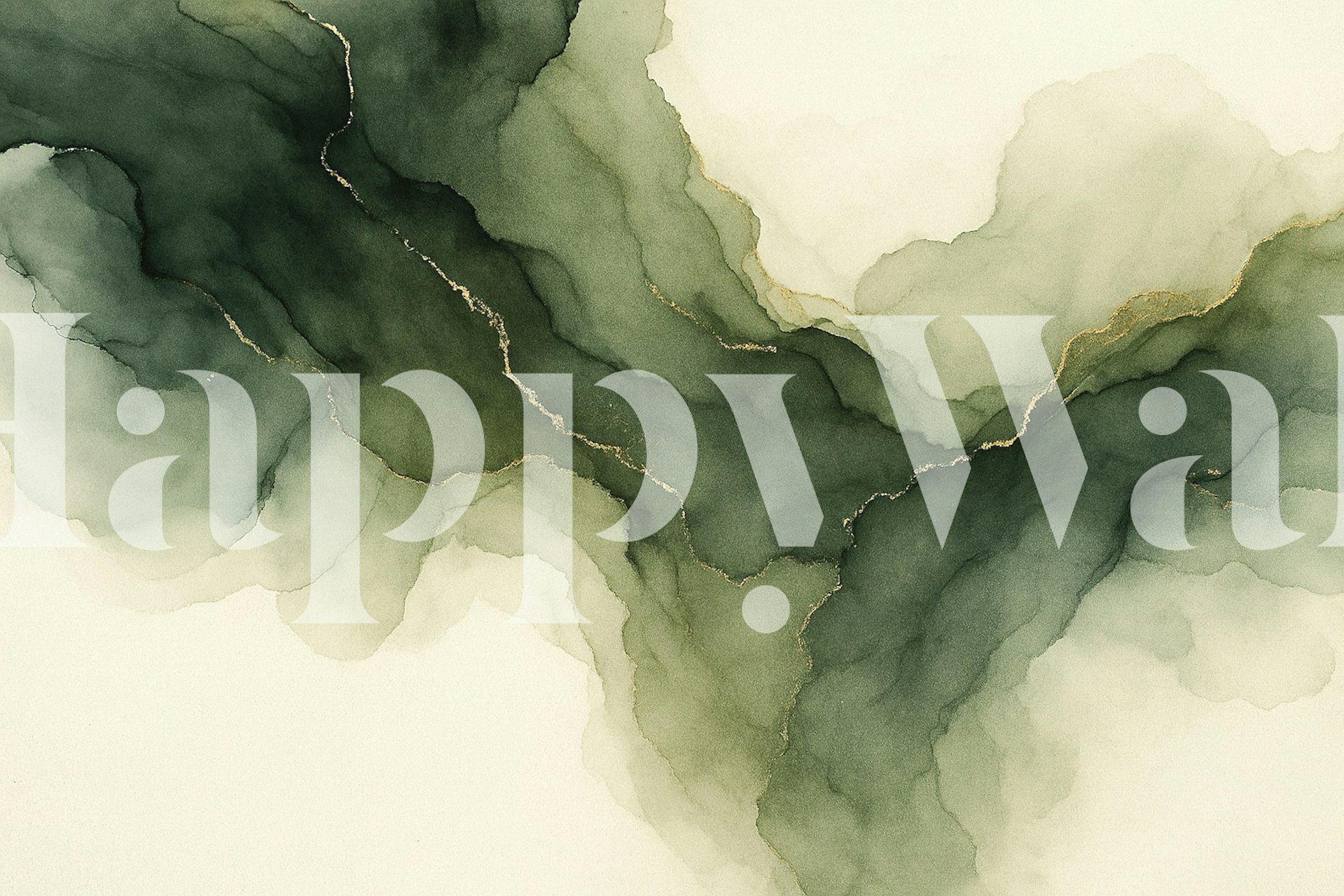 Abstract watercolor design in green and gold tones wallpaper