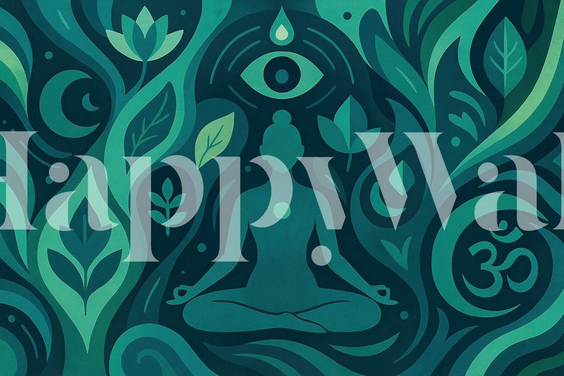 Meditativní zelený květinový vzor na tapety