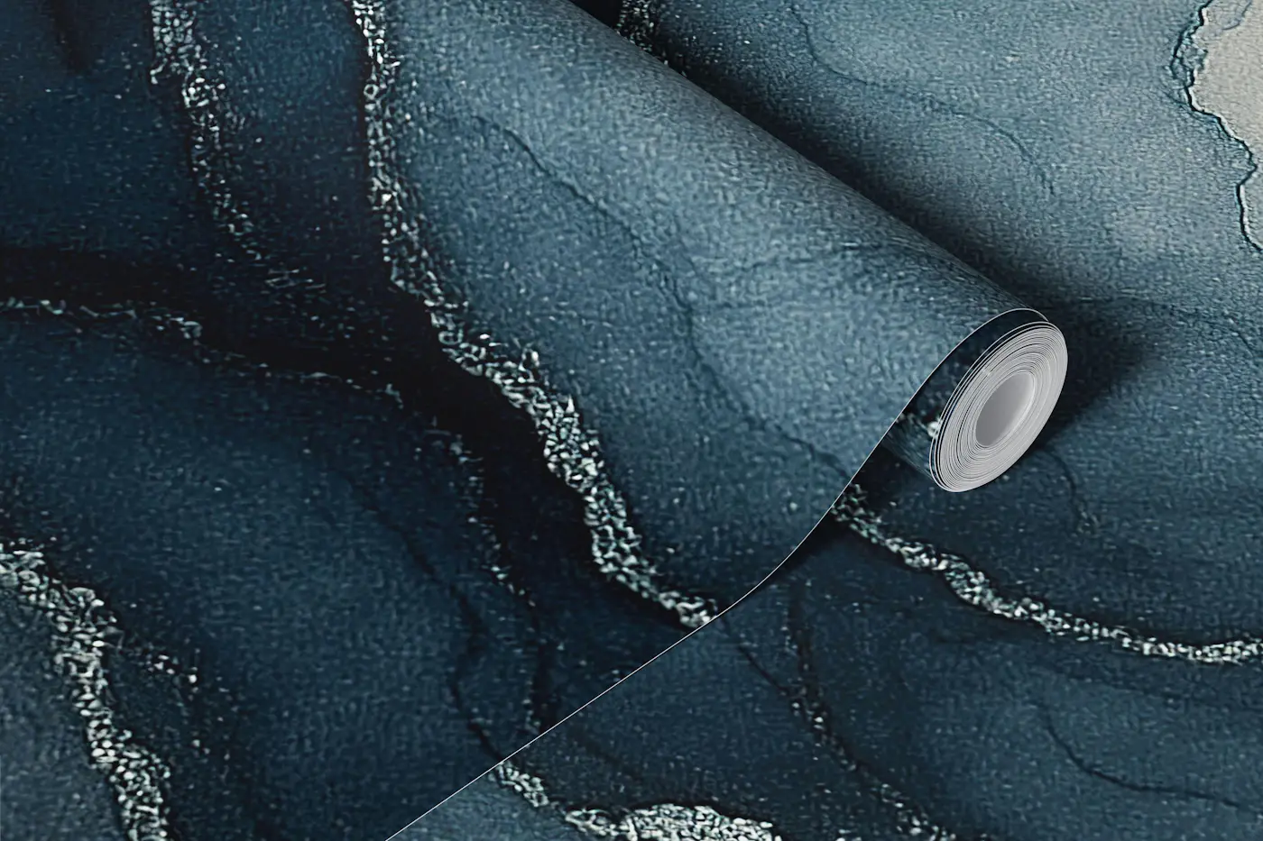 Storm Blue Silver Veins wallpaper roll