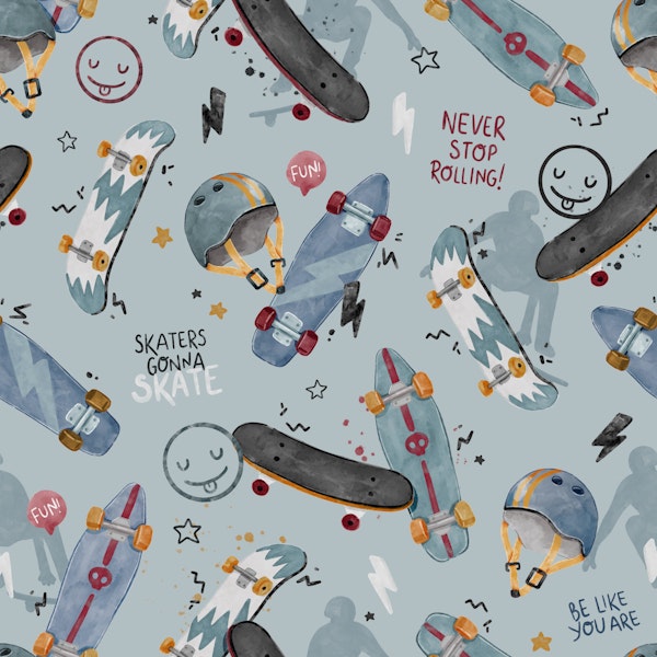 Watercolor Skaters - blue
