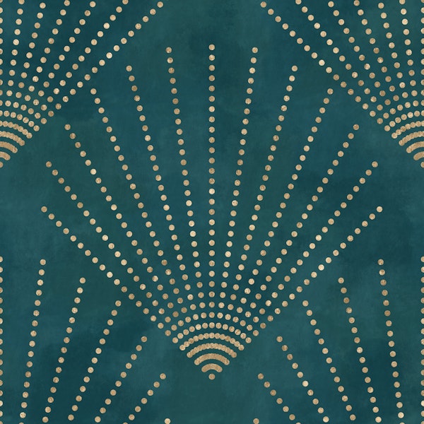 Golden Deco Dots on Jade Green