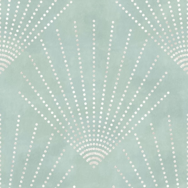 Silver Deco Dots on Duck Egg Blue