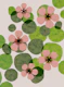 Pink flowers and green leaves