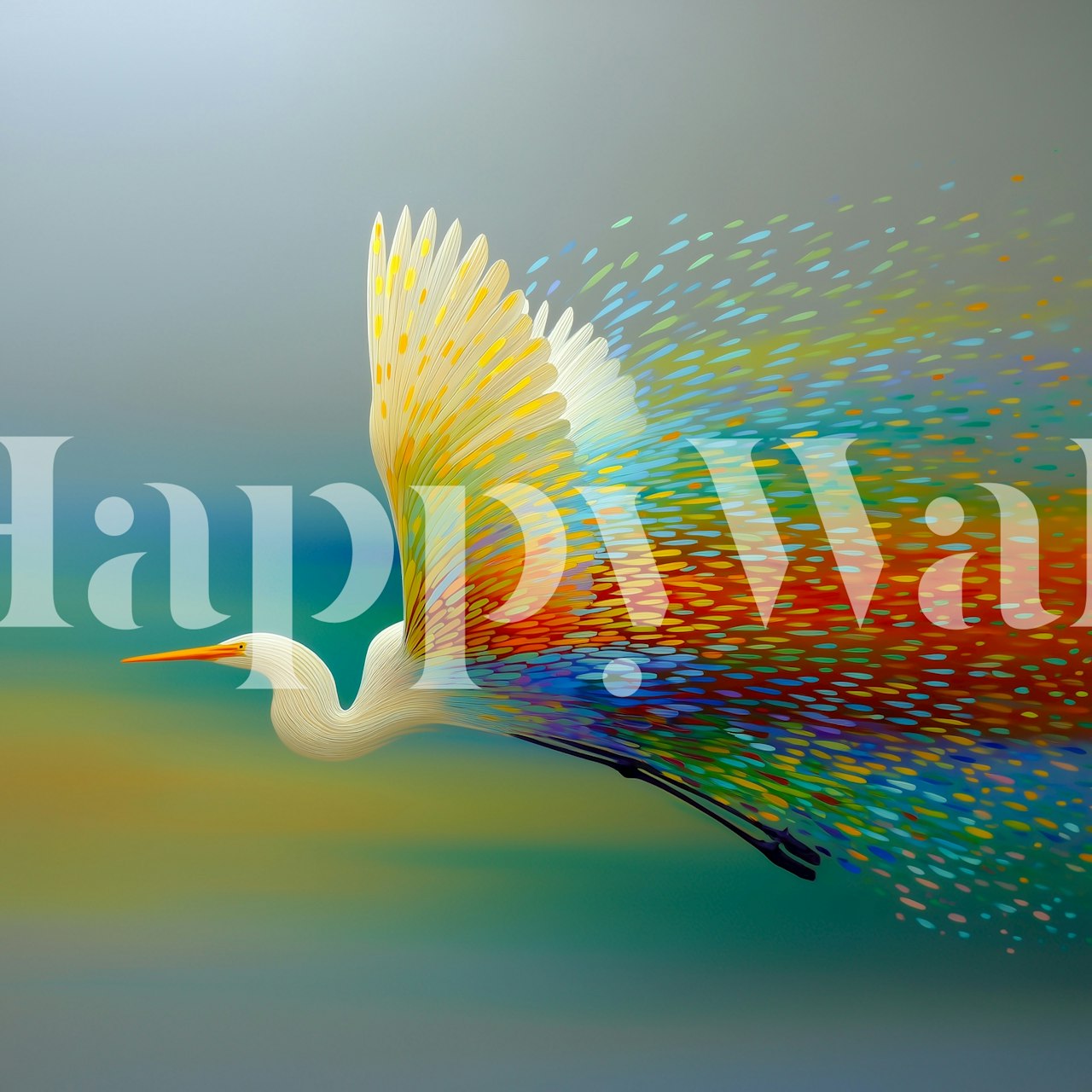 Vibrant flight wallpaper in a modern room