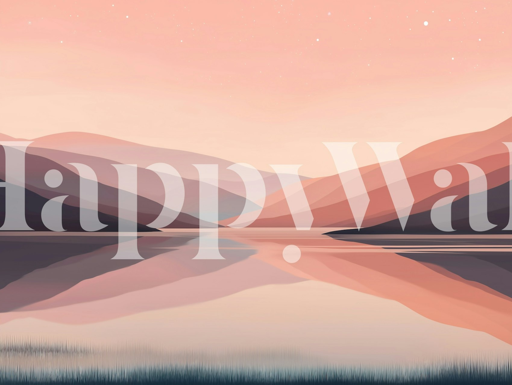 Blush Mountain Reflection wallpaper in a room