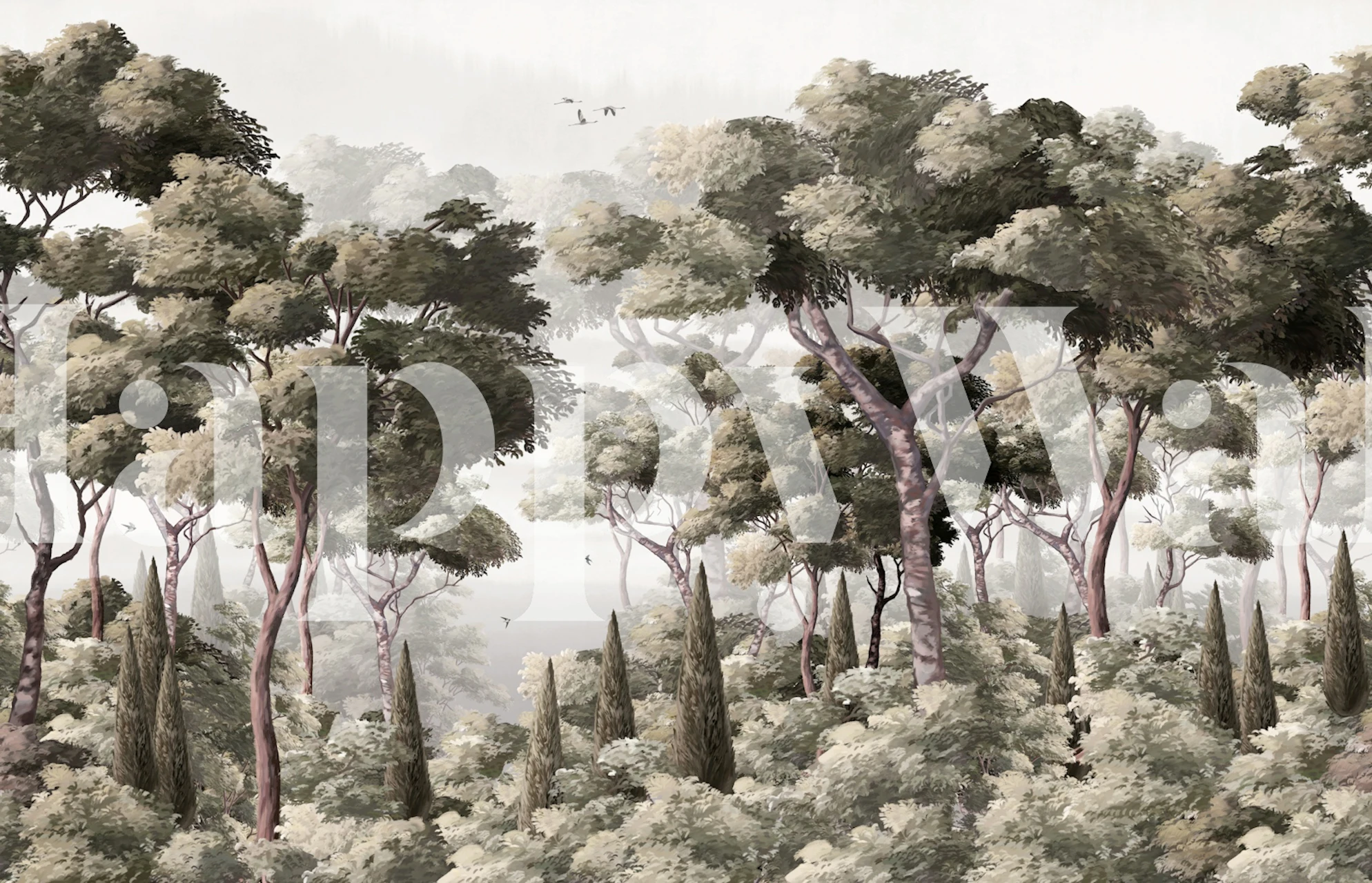 Vintage Forest Retreat wallpaper in a room