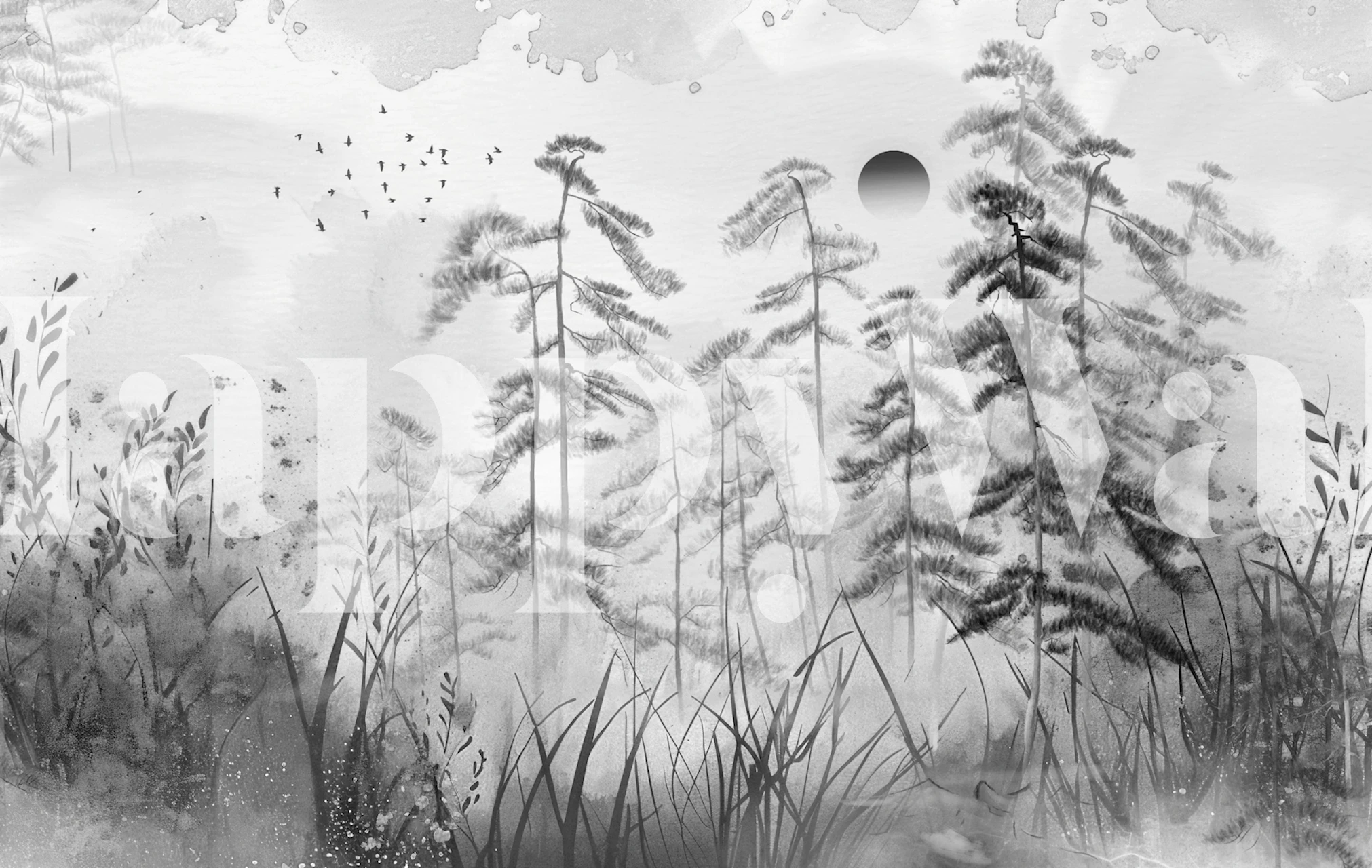 Beautiful tropical leaves wallpaper in a room