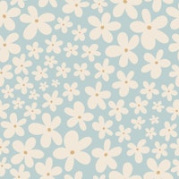 Scandi Happy Retro Daisies Soft Blue Cream papel pintado