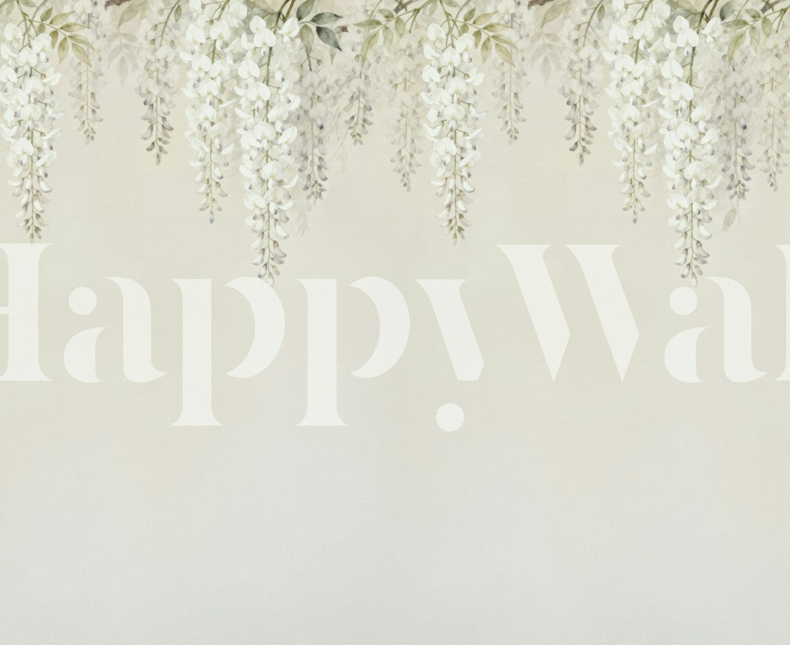 Jasmijnachtige bloemen in paarse tinten met groene bladeren op een lichte achtergrond wallpaper