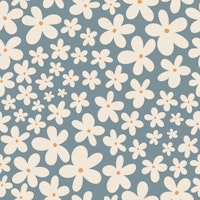 Scandi Happy Retro Daisies French Blue Cream papel pintado
