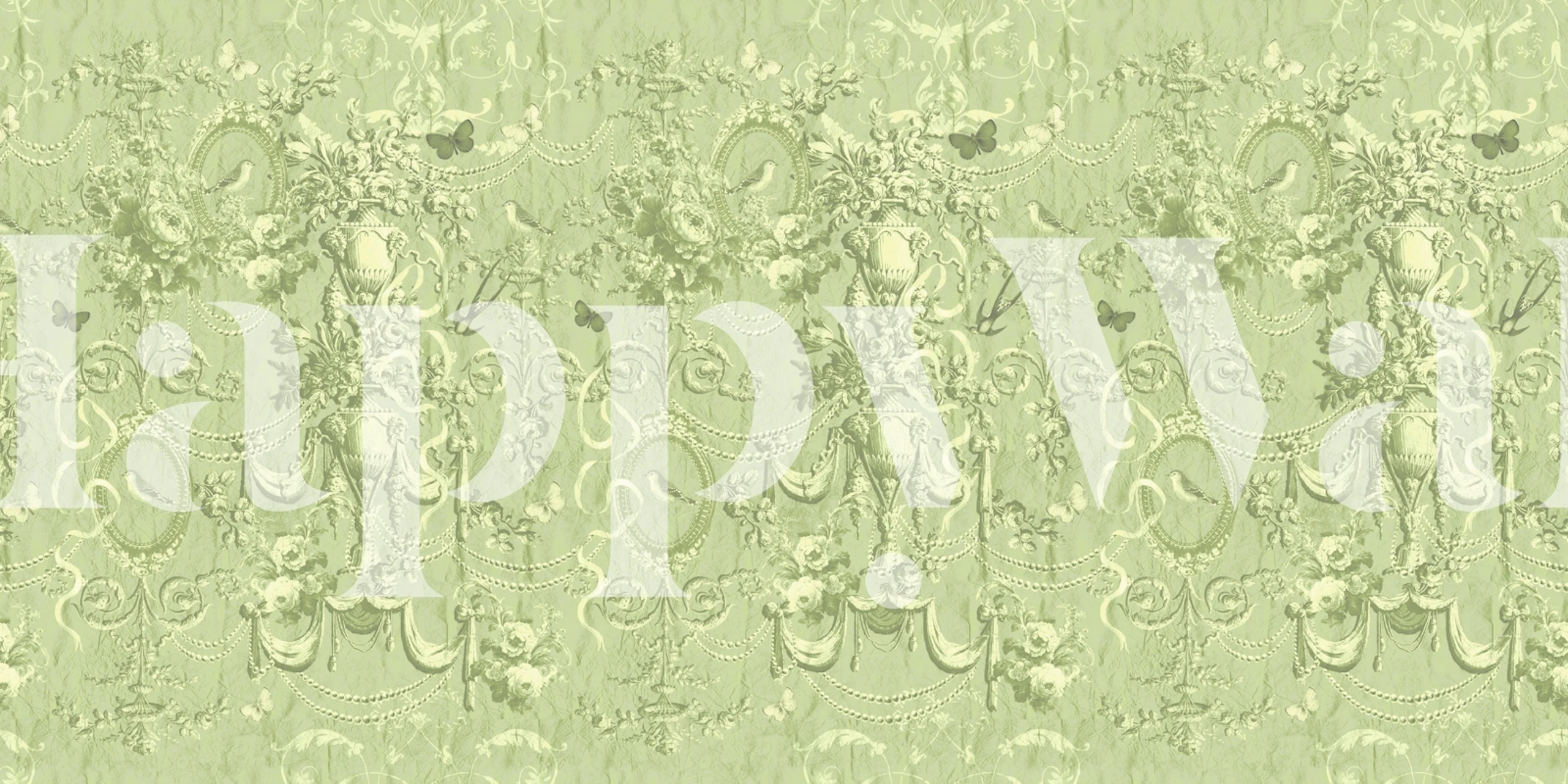 Pistachio Verdant Classic Art wallpaper in a room