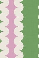 Giant Ric Rac Scalloped Stripe Green Pink carta da parati
