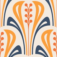 Modern Art Nouveau Vibes in Orange Navy - L tapetit