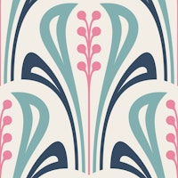 Modern Art Nouveau Vibes in Blue Pink - S tapetit