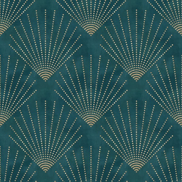 Golden Deco Dots on Jade Green - medium