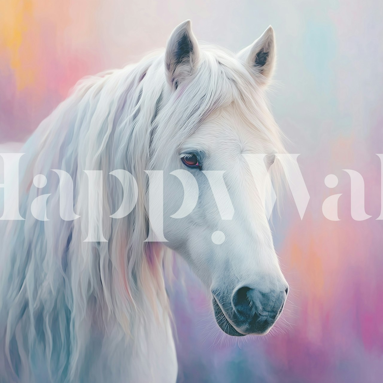 White horse portrait with pastel colors wallpaper