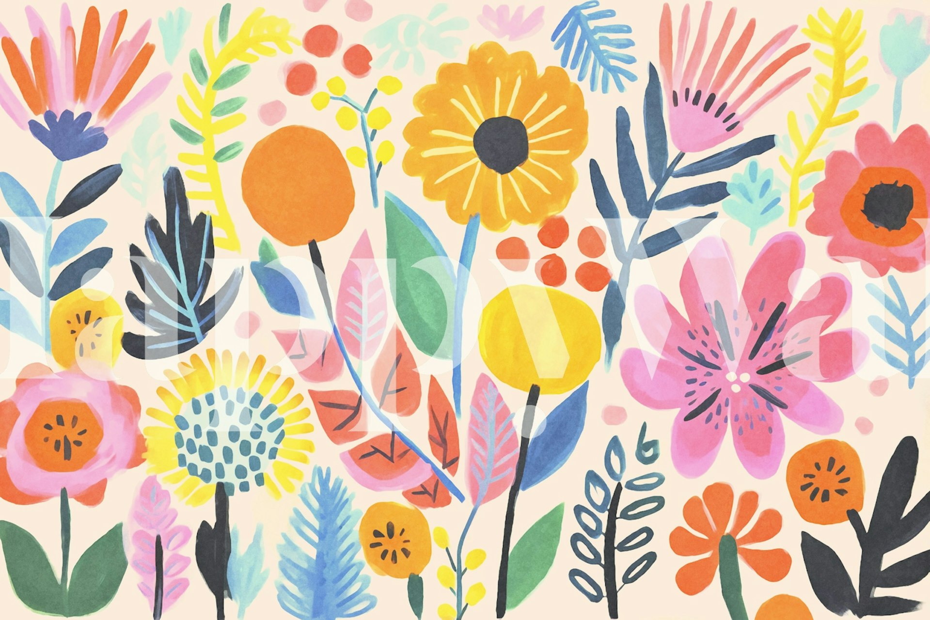 Tapeta Groovy Flower Meadow v pokoji