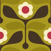 Modern Leafy Daisy in Green - S behang