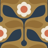 Modern Leafy Daisy in Brown - L behang