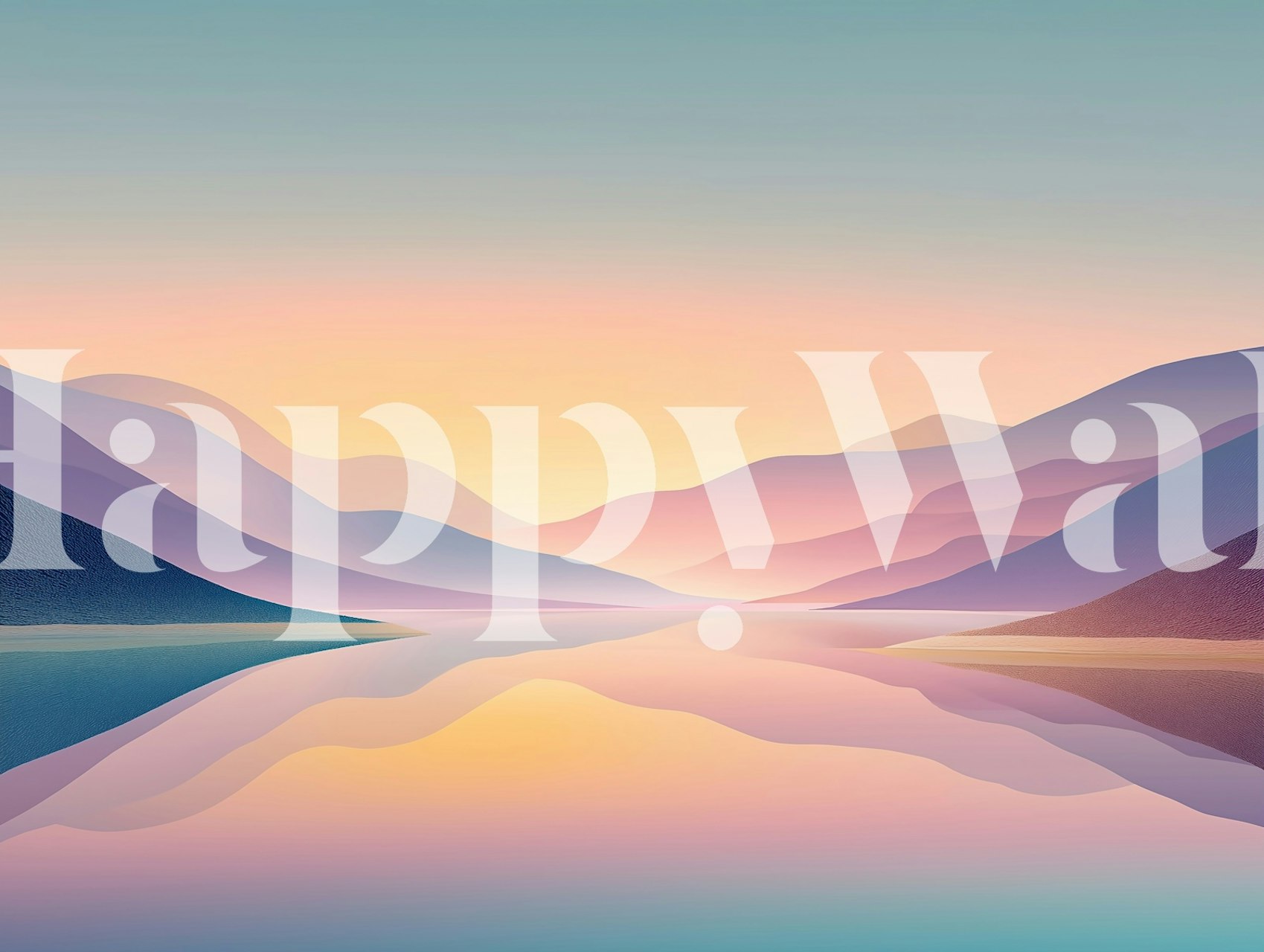 Carta da parati Pastel Mountain Glow in una stanza elegante