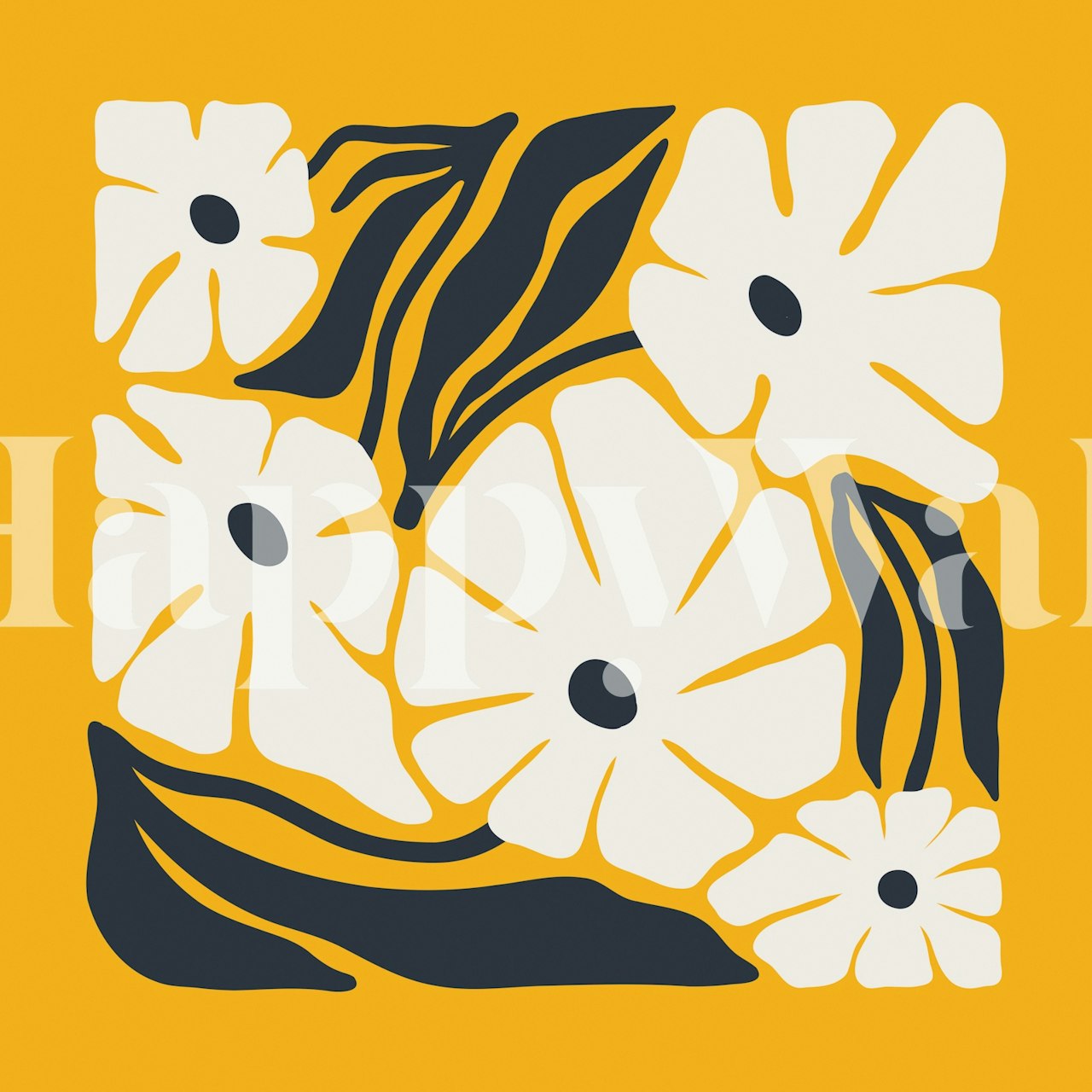 Vibrant abstract floral wallpaper in a room