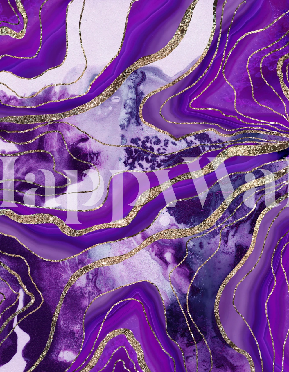 Papel de parede Liquid Marble Agate Glam em um quarto