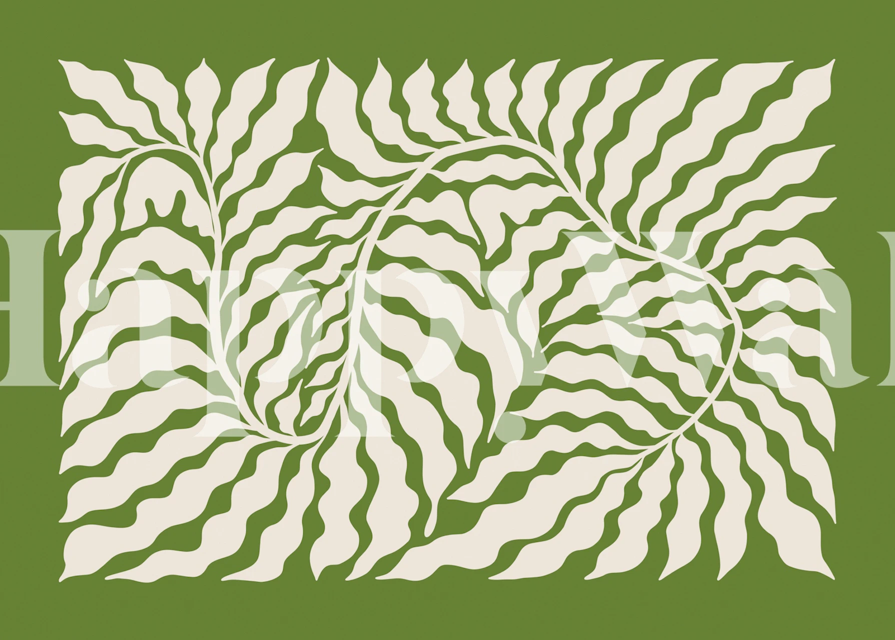 Lush Leaf Motif tapetti huoneessa