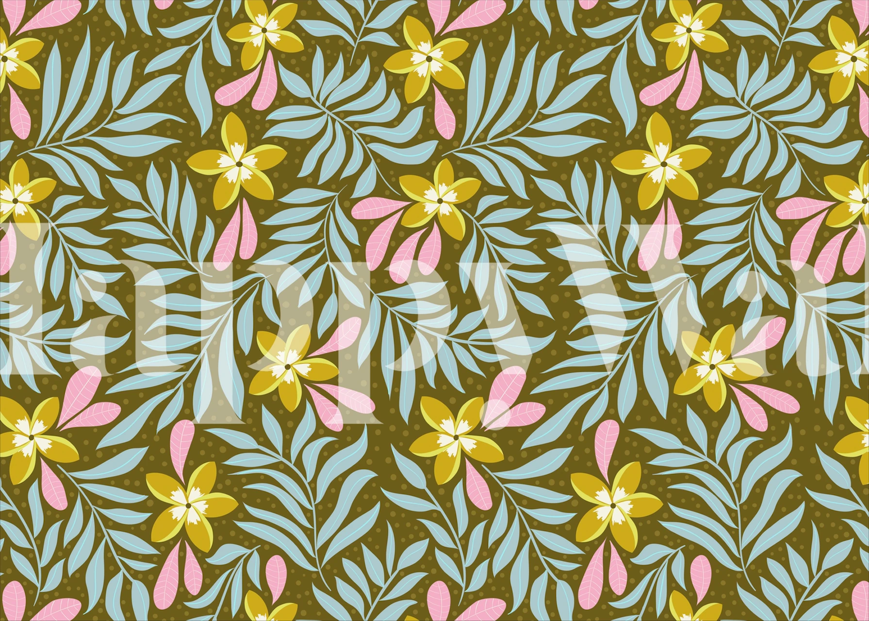 Floral sunset wallpaper in a room