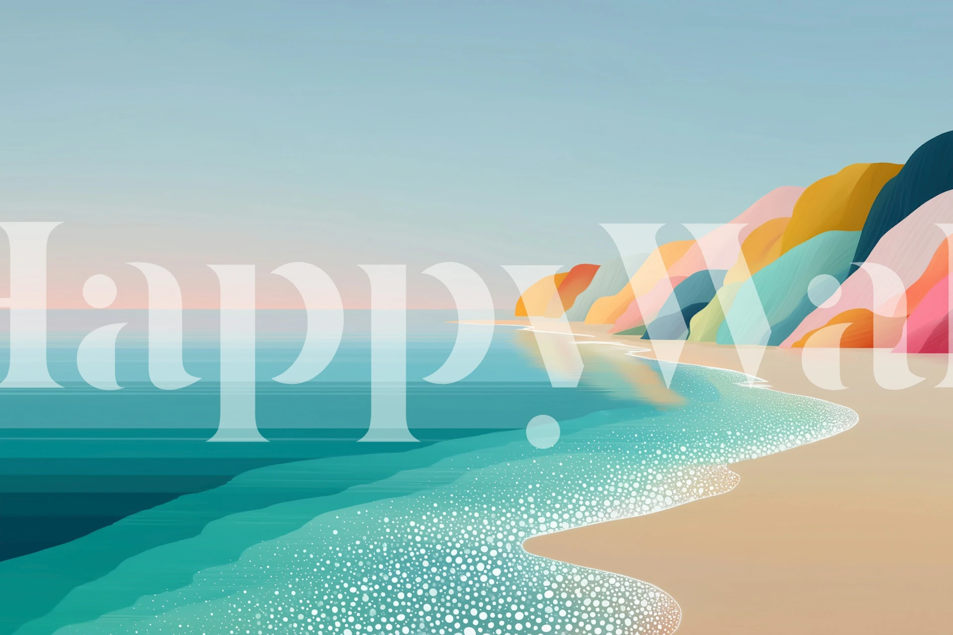 Rainbow Mountain Coast wallpaper em um quarto