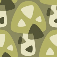 Sage Green Modern Retro Geometric Mushrooms wallpaper