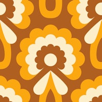 Bold Retro Daisy Floral Design Brown Yellow behang