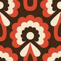 Bold Retro Daisy Floral Design Terracotta behang