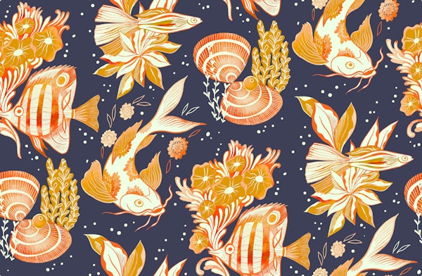 Magical underwater toile dark blue