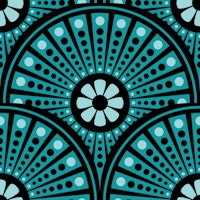 Art Deco floral mandala scallops - teal blue carta da parati